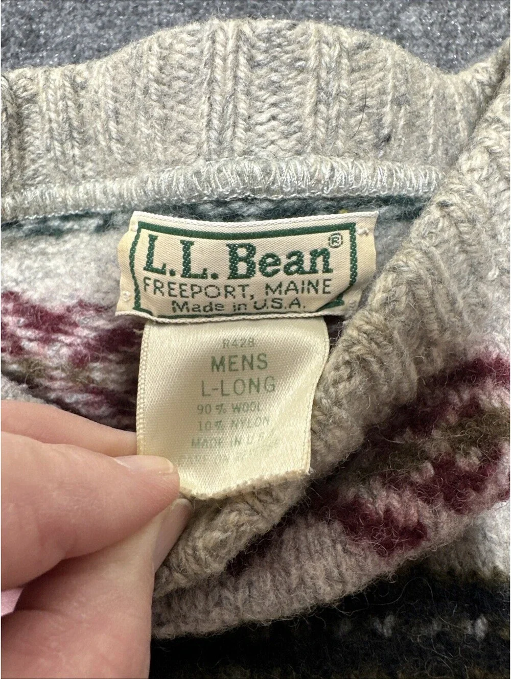 ll bean wool sweater men L-Long